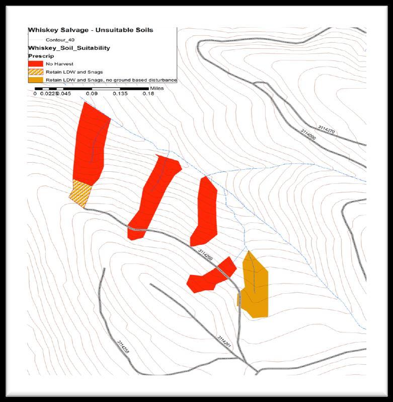 Figure 55 Slope stability mapping for the Whiskey Salvage Planning Area.