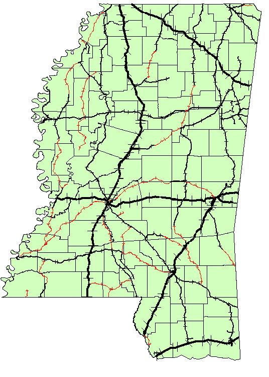 Mississippi State Rail System Five major railroads cross the state and twenty-six smaller railroads Major rail systems account for more than 75% of the state s railways, with smaller operators