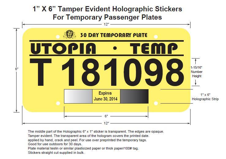 Sample Virginia e-temporary Plate States may elect to limit security features for