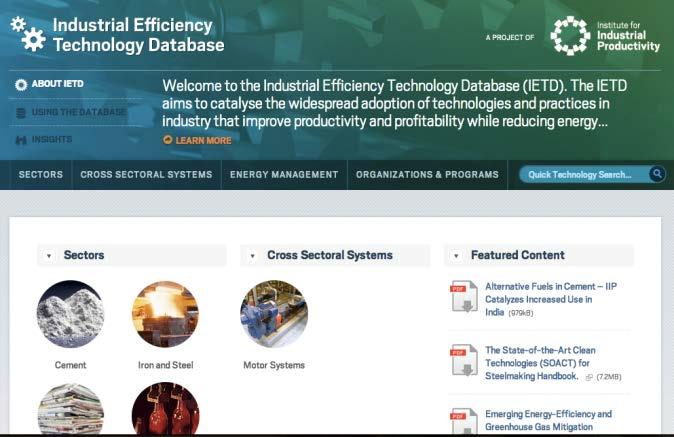 IIP s Best Practice Databases Industrial Efficiency Technology Database www.