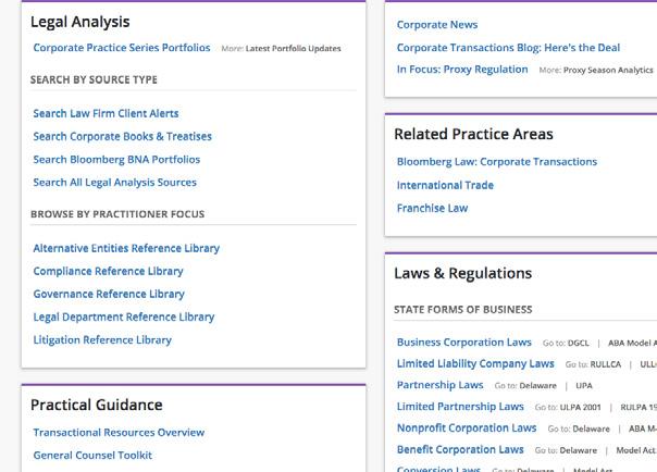 Corporate Practice Center on Bloomberg Law Bloomberg Law s Corporate Practice Center integrates analysis, commentary, news, case law, tools, and trackers to give you a comprehensive understanding of