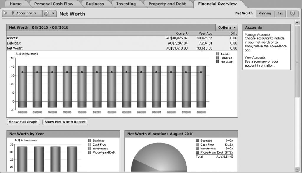 Using the Net Worth report This report shows your net worth as of a specified date.