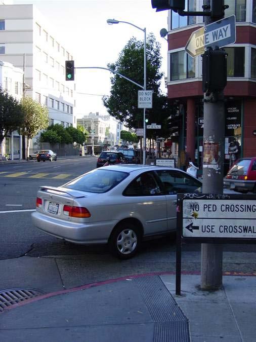 LOS does not reflect City Policies Providing a pedestrian crossing here would increase delays for right-turning drivers, potentially triggering