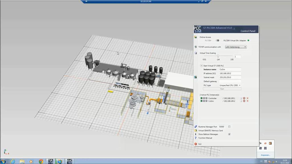 Production engineering Validate the PLC code in the virtual