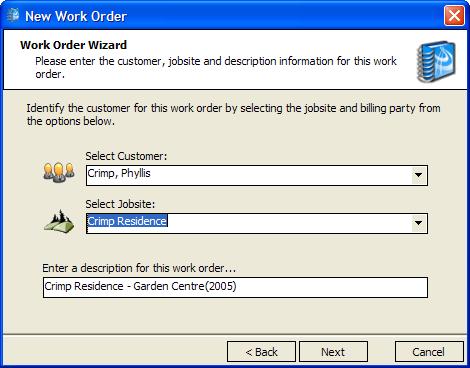 Contracts 4. Select the customer name, then jobsite name from the drop down boxes. Enter a descriptive name for the contract. Click Next. 5. Click Finish to create a new contract.