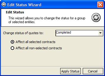Click the Apply Status button to change the status for all selected contracts.