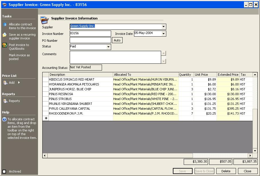 DynaSCAPE Manage (version 4.5) Understanding Supplier Invoices The Supplier Invoice module in DynaSCAPE Manage enables you to enter the information from an invoice you receive from your supplier.