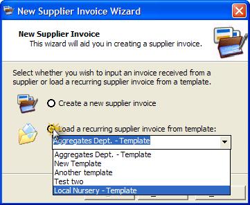 DynaSCAPE Manage (version 4.5) 2. The New Supplier Invoice Wizard appears.