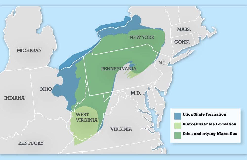 Marcellus & Utica Shale Formation Map