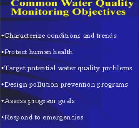 As noted, water quality monitoring can evaluate the physical, chemical, and biological characteristics of a waterbody in relation to human health, ecological conditions, and designated water uses.