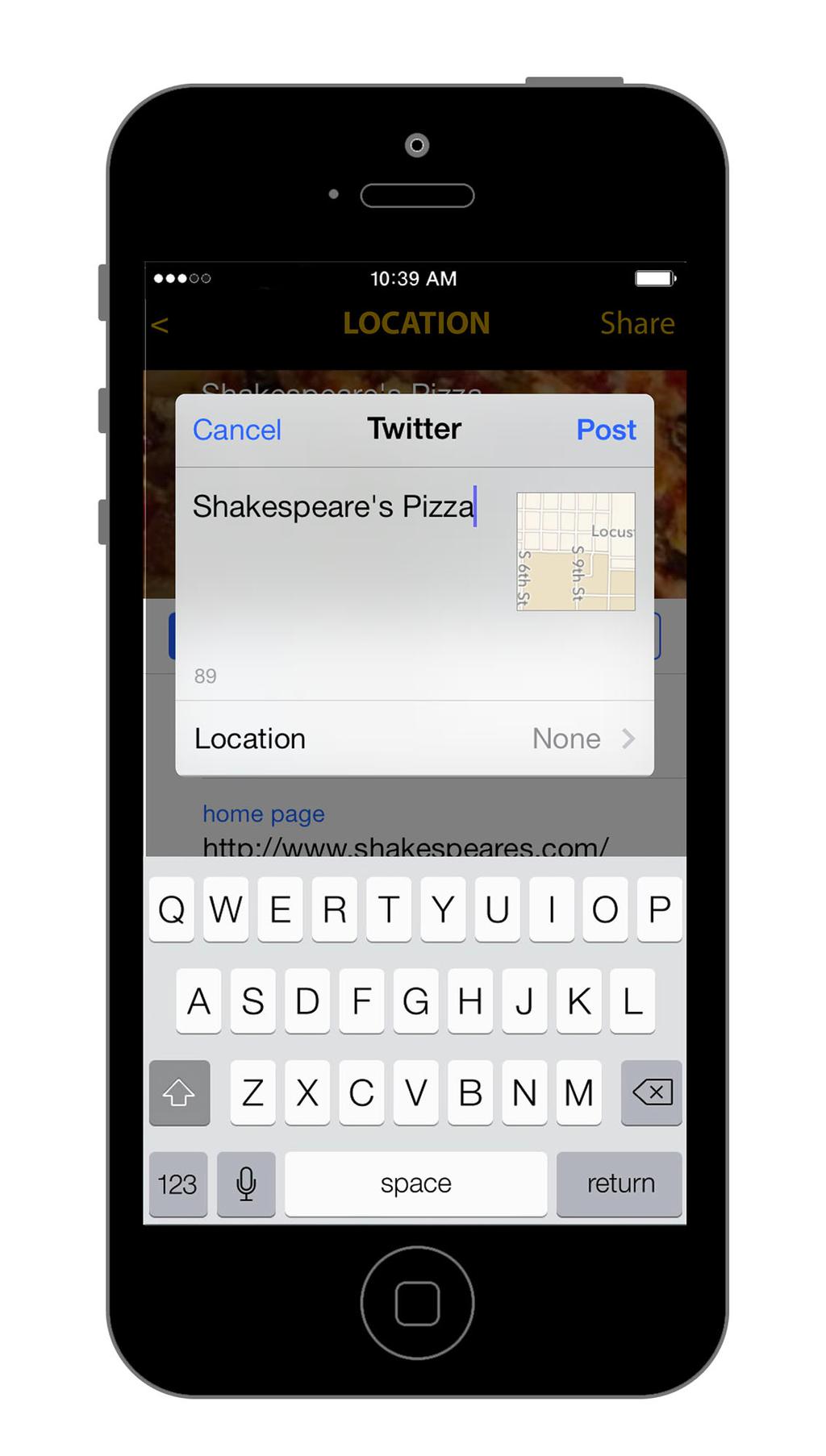 options. After you choose how to share your location, the screen on the left or a similar screen will pop up.