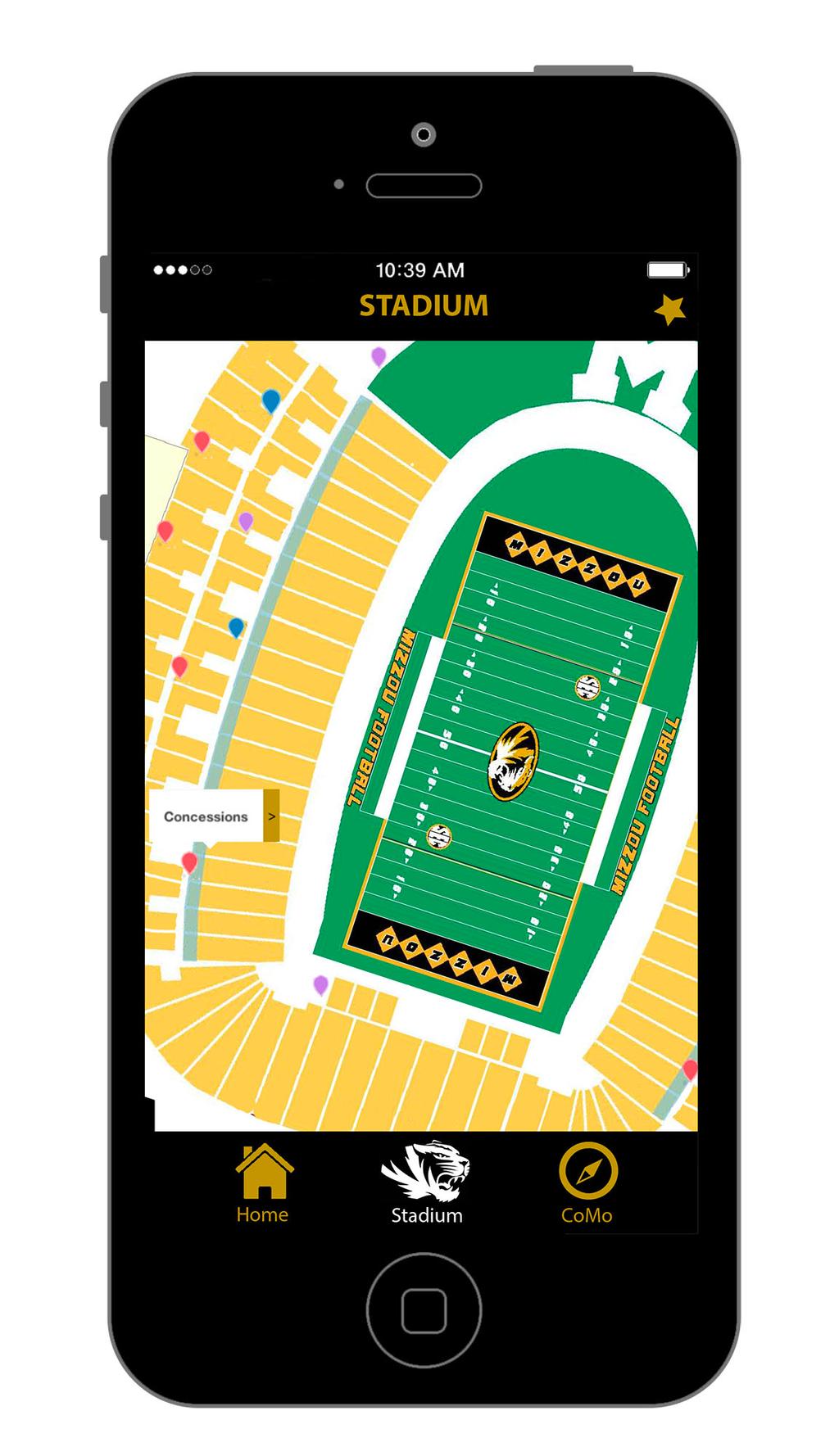 Capstone Final Paper - Google Drive Feature 3: Stadium Map The stadium map is similar to the CoMo map because of the pin feature.