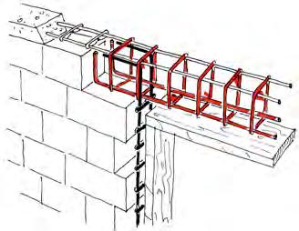 2m sill band 30 cm vertical window reinforcement seismic band stirrups at 15