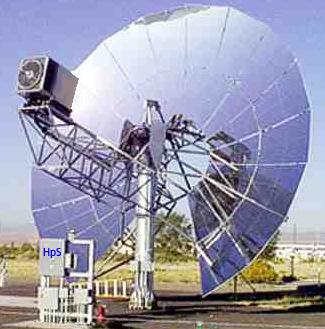 Parabolic Dish Stirling A Dish Stirling or dish engine system consists of a stand-alone parabolic reflector that concentrates light onto a receiver positioned at the reflector's focal point.