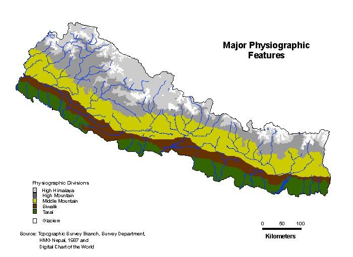 Background : Physiographic Regions Nepal map and Forest Types China Total Forest area out of