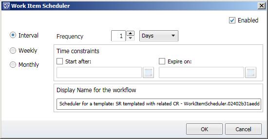 Fig. 5 The list of the scheduler workflows In this window you can see all existing scheduler workflows of the selected template.