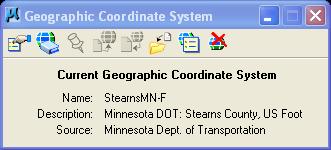 (b5) Select OK to add the County to the Geographic Coordinate System dialog and to close the Select dialog. (b6) close the dialog. Review the Coordinate System (see figure 7.