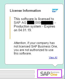 The watermark will appear at each login and can be closed by the user by clicking on the SAP Business One icon.