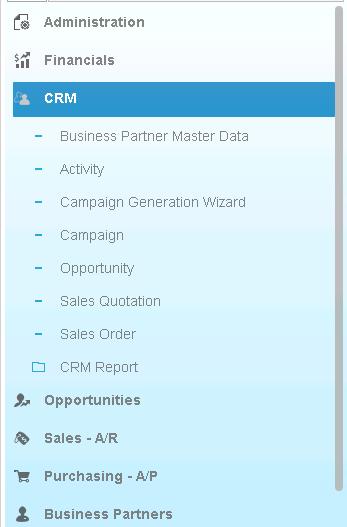 Centralized CRM Module New module CRM is added under the financials module, listing all the