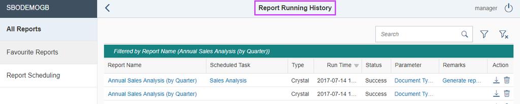 The maximum number of report results for each report scheduling task can be configured.