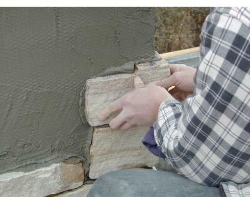 Mortar Application and Stone Placement Starting Point You can start laying stones at the top or the bottom of the wall.