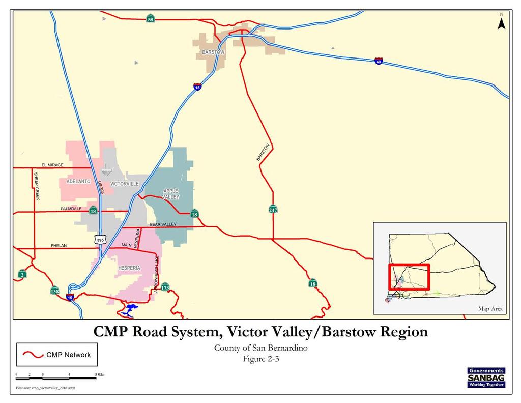 San Bernardino County CMP, 2015 Update Figure 2-2 CMP Road