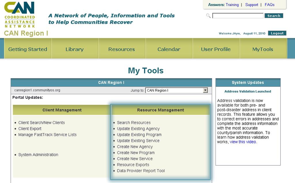 Section 5 Searching Agency, Program and Service Profiles The Resource Database is searched using keywords.