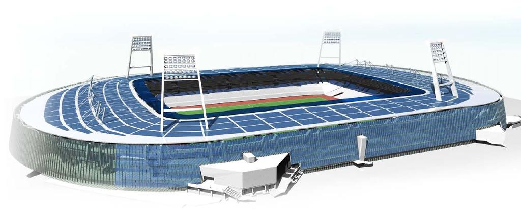 EWE The future needs ideas The Weser Stadium in Bremen EWE is fitting out the Weser Stadium in Bremen with the largest photovoltaic system ever to be installed on a sports stadium: Installed