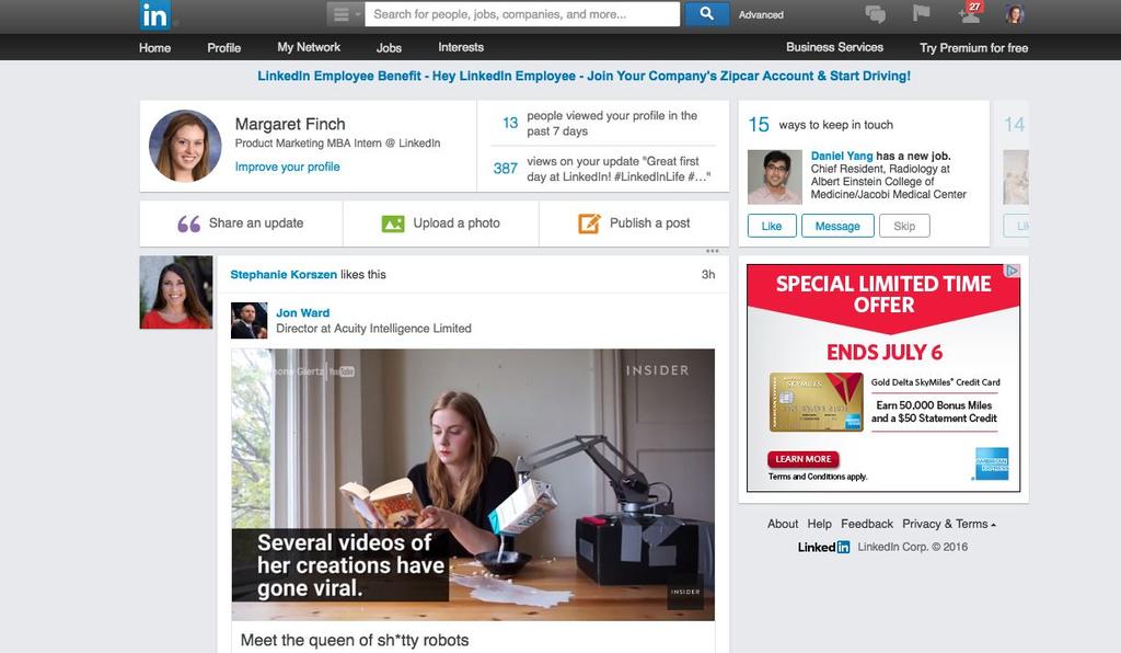 Option 2: Navigate to LinkedIn Profile Hover over Business Services Click Advertise Click Get