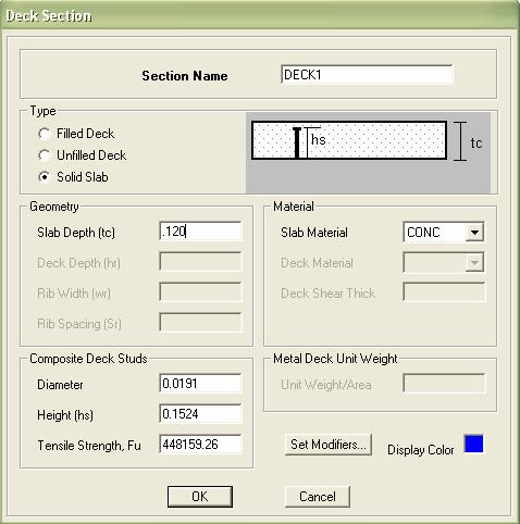 Select the Modify/show section or Add new Deck button on the form shown in fig.8, form shown in fig.9 will be displayed and in the form add Deck type, Geometry. Fig.