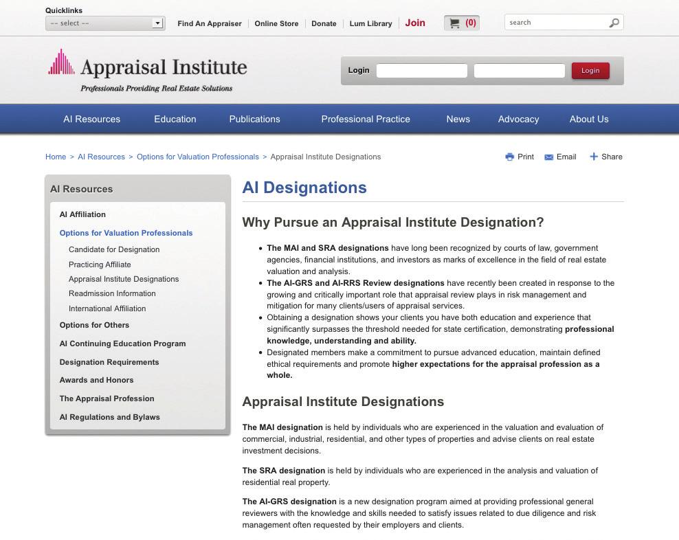 Appraisal Institute Website Ads www.appraisalinstitute.