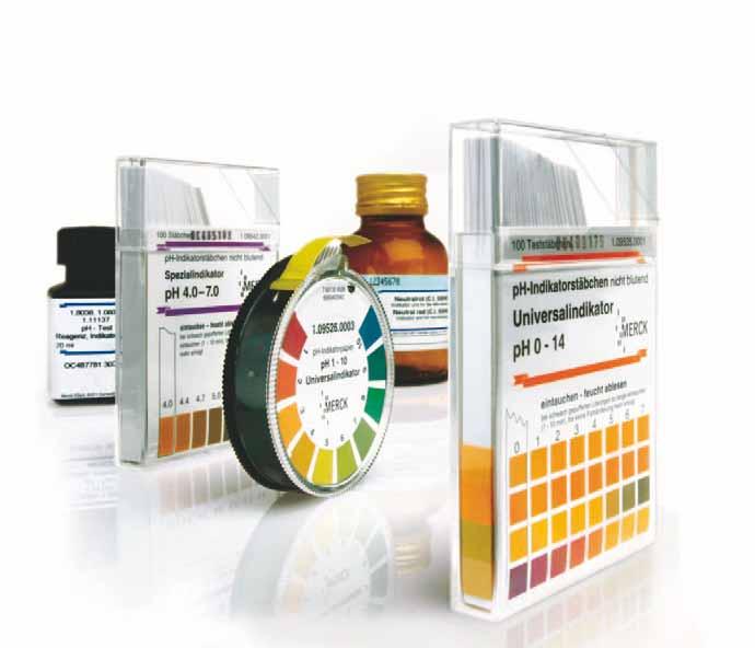 14 > Further information in our brochure ph tests at a glance (W 285115) ph test strips and papers ph determination made easy To measure the ph swiftly and without using instruments, simply use Merck