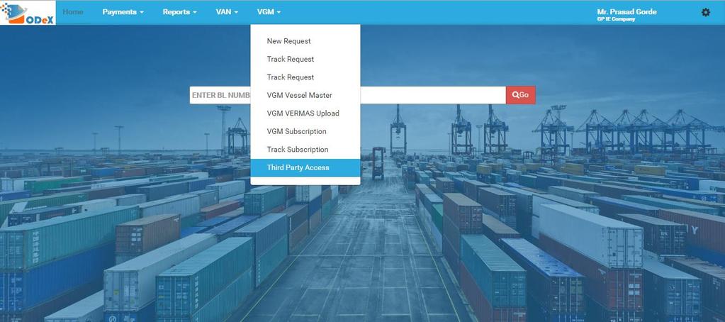 10. Third Party VGM Submission Access By Shipper/ Exporter