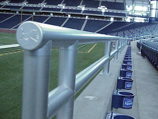 SLEEK APPEARANCE EASY INSTALLATION EASILY CUSTOMIZABLE Two-line, three-line, picket, slope, infill, or radius CUSTOM END CAPS AVAILABLE ANY SIZE PROJECT Professional stadiums to small office