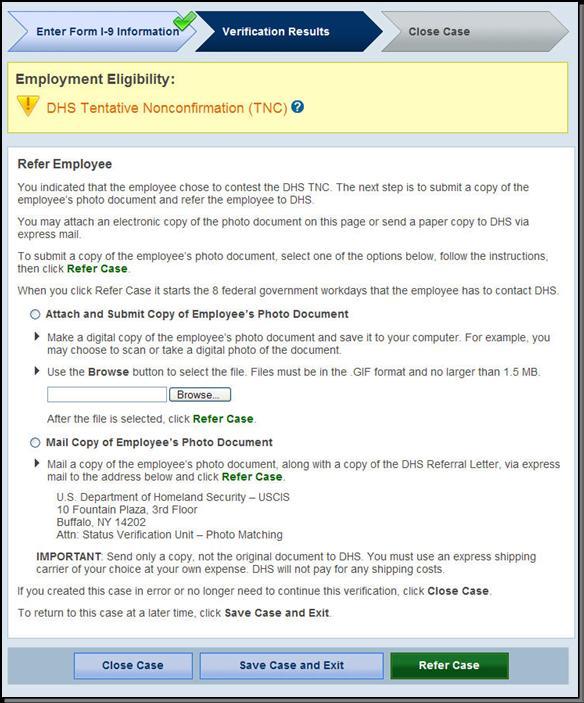 Page 39 REFER EMPLOYEE TO DHS PROCESS OVERVIEW OR electronic copy or send a paper copy by selecting one of the following: Scan and attach copy of Employee s Photo Document Mail copy of Employee s