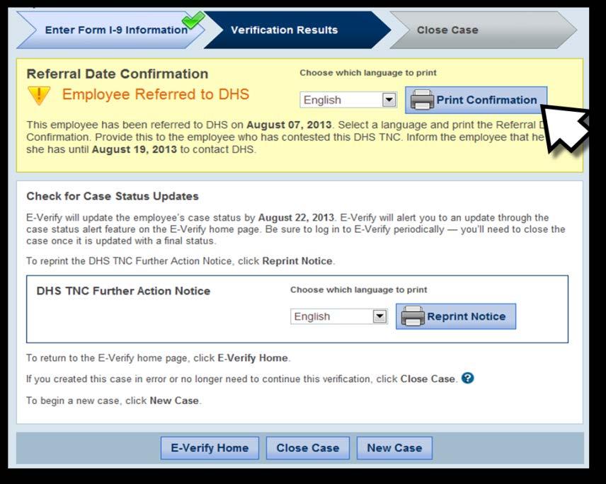 Page 40 REFER EMPLOYEE TO DHS PROCESS OVERVIEW Check E-Verify for case updates and follow steps based on next case result.