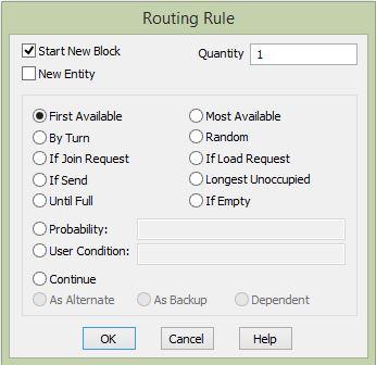 Figure 5 Simulation Options In ProModel, routing rules are used in selecting among the next processes for routing an entity.