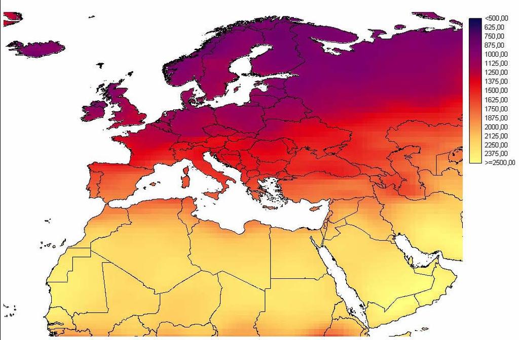 Annual Global Solar Irradiation on surfaces