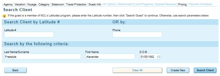 If you have the guest s Latitudes Rewards number, enter it in the Latitude # field and click on the