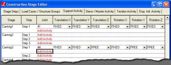 Construction Stage Editor: Support Activity Construction Stage Editor: Slave/Master Activity On the