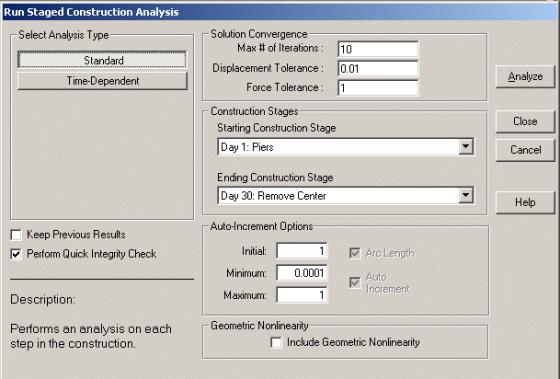 Running a Staged Construction Analysis The steps in this section describe how to run a staged construction analysis.