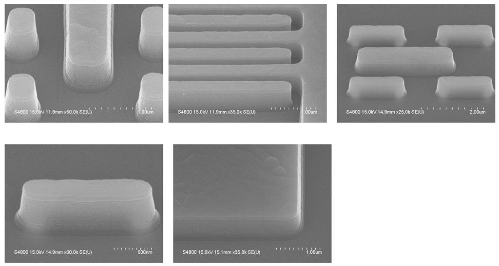 Nearly identical results were characterized in similar metal lines on wafers treated with ALEG-380 residue remover at 85 C for 20 minutes.
