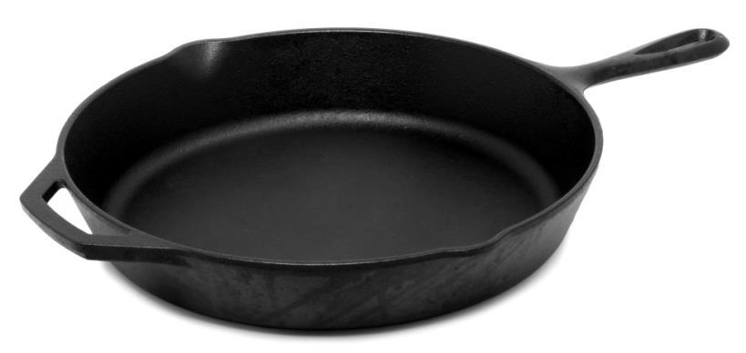 A chef can use an iron or copper skillet to heat oil for cooking. The following information is known about each skillet: Mass= 150.0 grams Specific heat= 0.