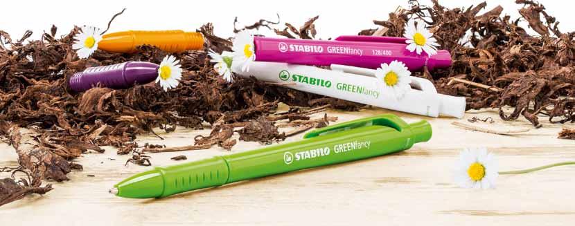 DELIVER GREEN MESSAGES CREDIBLY USING BIODEGRADABLE PLASTICS. What does biodegradable mean? The housing of the STABILO GREENfancy ballpoint pen is made of renewable plastics.