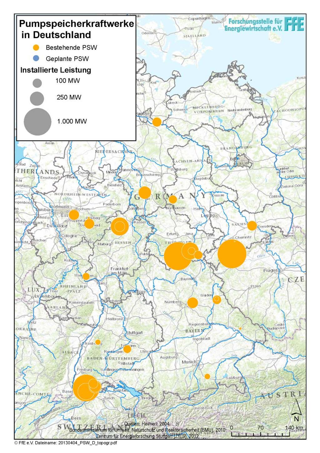 2. Functional Energy Storages 2.1 Pumped Storage Hydro Power 20 Existing Pumped Storage Hydro Power Stations in Germany 31 Stations Total installed el.
