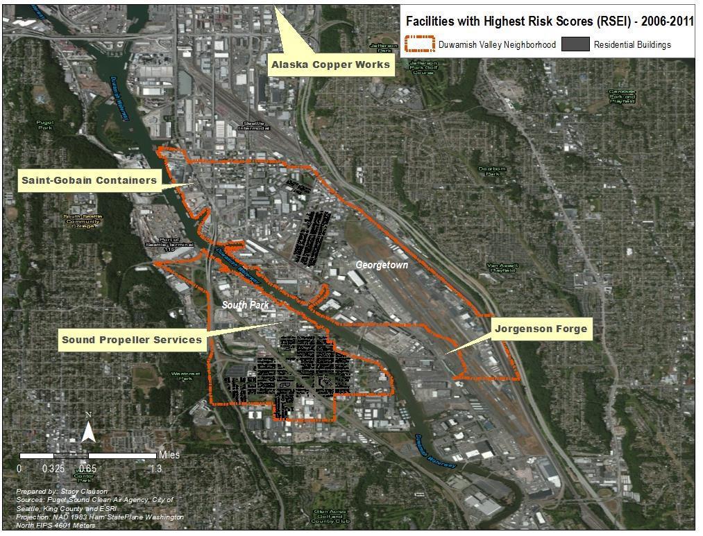 Concentration of Facilities with Toxic Releases King County s 10 Facilities with Highest Air