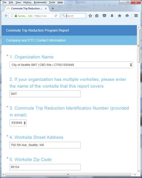 CTR PROGRAM REPORT A standard report completed by CTR-affected worksites that describes transportation programming and amenities, especially the actions taken to promote alternative commute modes (i.