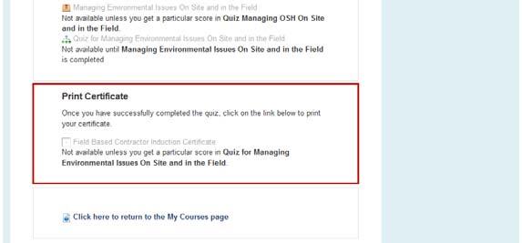 Click Finish review to return back to the My Courses page where you can either re-sit the quiz, or watch the course again. Note: You can undertake the quiz a maximum of 3 times.