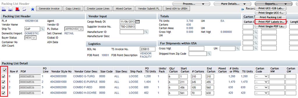 Click on the Reports drop down menu 3. Click Print PDF Labels in Batch The ideal carton label size is 4 x 6.