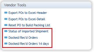 Shipping Details How to Track Your Order The following queries under Vendor Tools are can be used to check the status of a shipment.